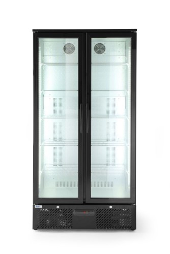 Bar Kühlschrank zweitürig 458 L. Pulverbeschichtetes Gehäuse, Aluminiumkammer, verschließbare Kunststofftüre