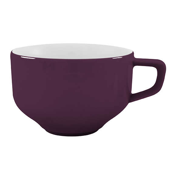 Obertasse 0,37 l - Form: Baristar - Dekor 79932, pflaume - aus Porzellan. Hersteller: Eschenbach., "Made in Germany".