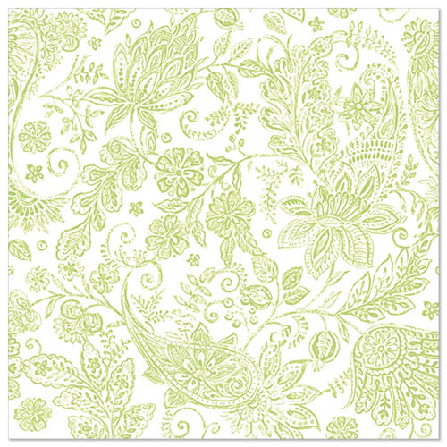 50 Servietten "ROYAL Collection" 1/4-Falz 40 cm x 40 cm limonengrün "Paisley" von PAPSTAR