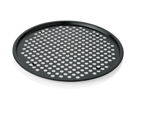 Antihaft-Pizzablech. Stahl. PTFE Antihaftbeschichtung, perforiert, Ø Löcher 0,9 cm, mit