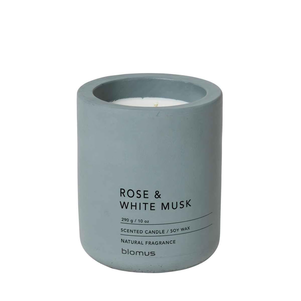 Duftkerze -FRAGA- FlintStone, Duft: Rose & White Musk, Ø 9 cm. Material: Beton. Von Blomus.