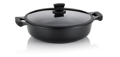 KELA Servierpfanne STELLA NOVA, Aluminium schwarz, Durchmesser: 32 cm, Höhe: 9 cm, Inhalt: 5 ltr.