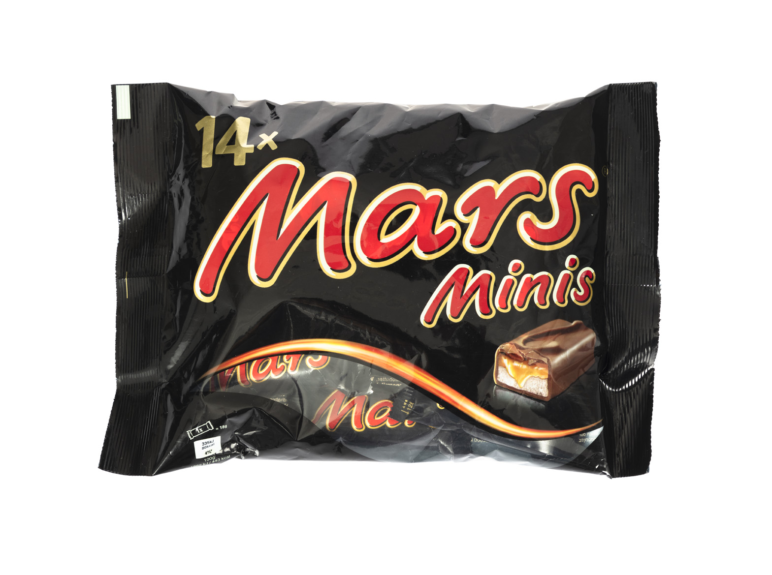 Mars Mini Schokoladen-Riegel mit Karamell Inhalt: 275g, 14 Stück je Beutel.