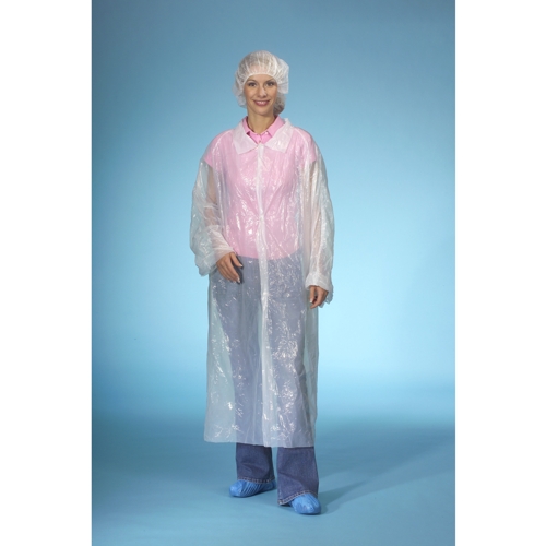 10 Besucherkittel, HDPE 150 cm x 125 cm weiss von PAPSTAR