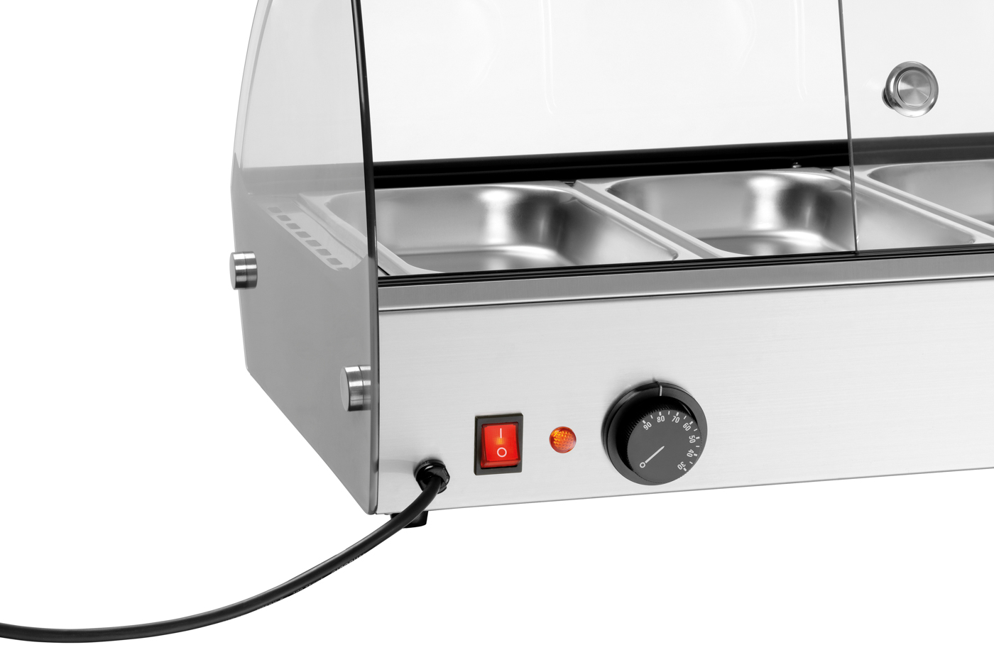 Bartscher Heiße Aufsatzvitrine R6 6 x 1/3 GN |Temperaturbereich von: 30 °C | Maße: 113,5 x 42 x33,5 cm. Gewicht: 24,7 kg