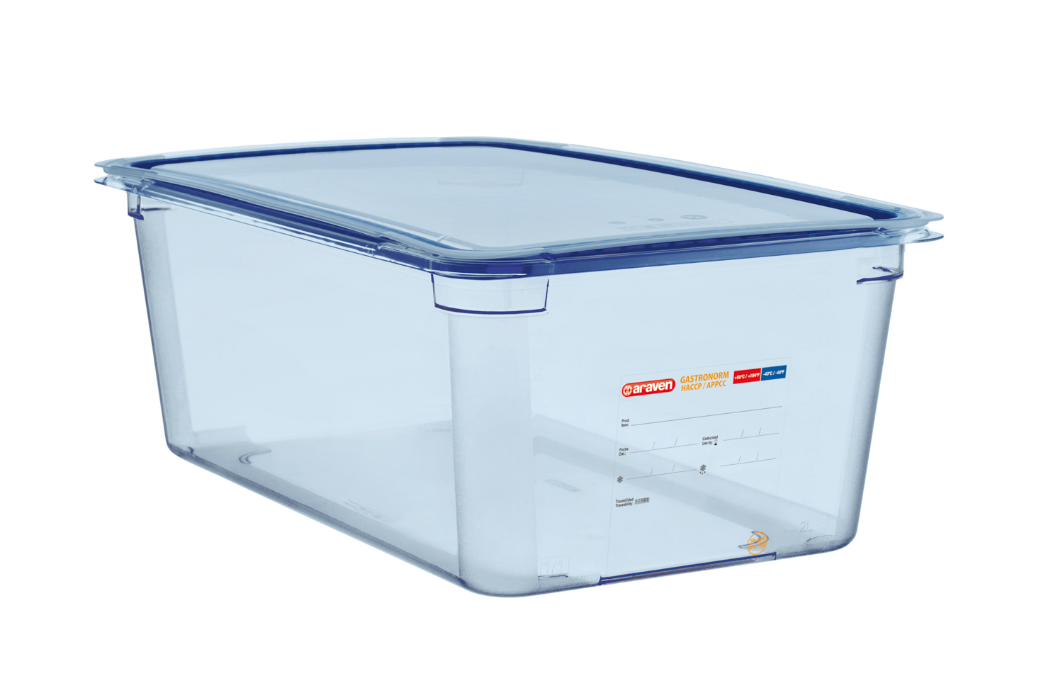 ARAVEN luftdichter Behälter mit Deckel GN 1/1 200mm Höhe und 24 Liter Fassungsvermögen, BPA-frei