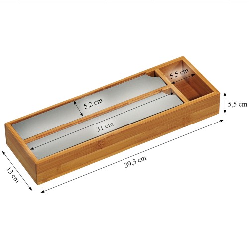 Kesper Folienspender für die Schublade, 3 Fächer, Bambus FSC