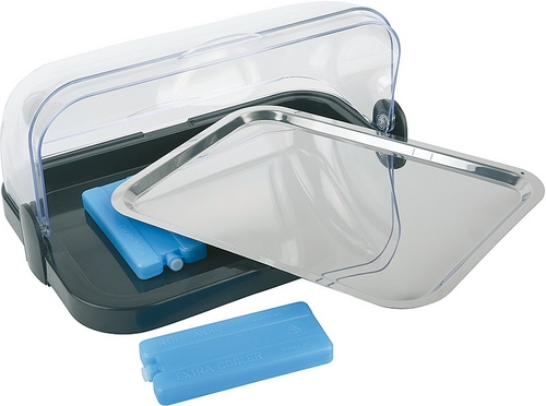 Buffet-Vitrine LARS, schwarz, Maße: ca. 44 cm x 32 cm, Höhe 20,5 cm, platzsparend zerlegbar, incl. Kühlakkus,