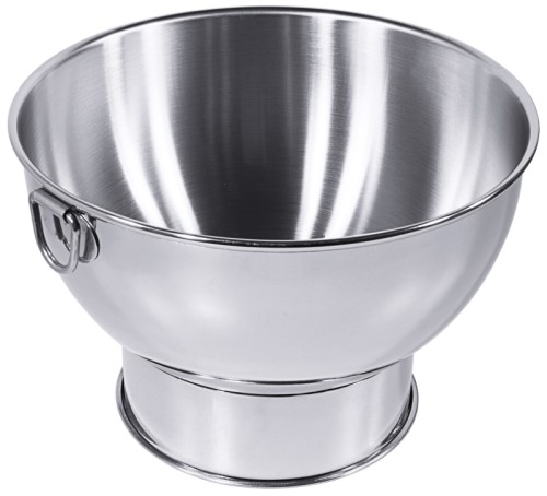 Anrührschüssel aus Edelstahl 18/10, matt gebürstet, mit festgeschweißtem Bodenring, mit einem Fallgriff/-öse, gebördelter Rand, extra