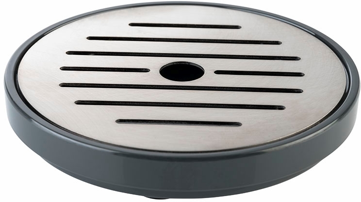 Tropfenschale, 2-teilig Ø 9,5 cm, H: 1,5 cm Melamin, anthrazit Gitter aus Edelstahl spülmaschinengeeignet stapelbar nicht