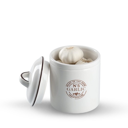 Vorratsdose "Garlic", 880 ml, Keramik, weiß / Maße: Ø 12x17,5 cm