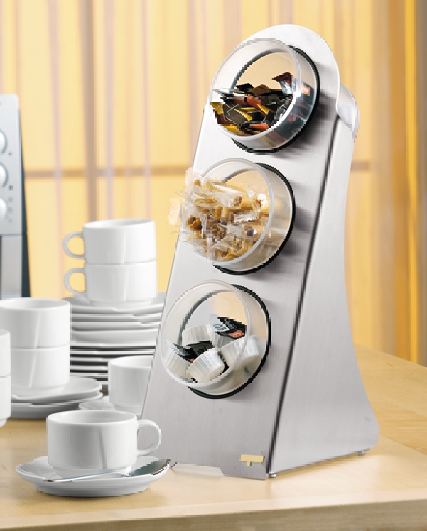 Behältersystem Rack mit Edelstahl-Standfuß, inkl. 3 Bechern (à 0,6l)