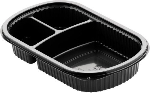 Duni Menübox 240 x 150 x 40 mm Schwarz 3-Teilung, 250 Stk/Krt (5 x 50 Stk)