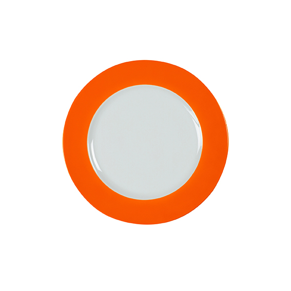 Teller flach 20 cm - Form: Table Selection -, Dekor 79922 orange - aus Porzellan. Hersteller:, Eschenbach. "Made in Germany".