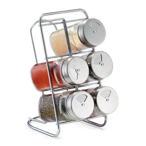 Gewürzständer, Glas; Edelstahl, 9,3x15x18 cm. Farbe: transparent. Fassungsvermögen: 80 ml. Mit unserem sieben-teiligen Gewürzständer-Set sind die