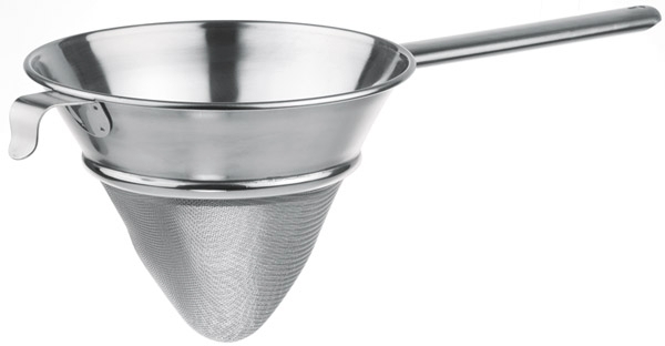 Gazespitzsieb Ø 25 cm, L: 51 cm Edelstahl,mit rundem Hohlgriff mit Haken spülmaschinengeeignet