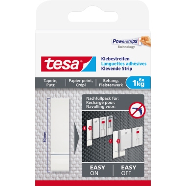 tesa® Klebepad Tapeten, Putz Innenbereich 15 x 81 mm (B x L) weiß 6 St./Pack.