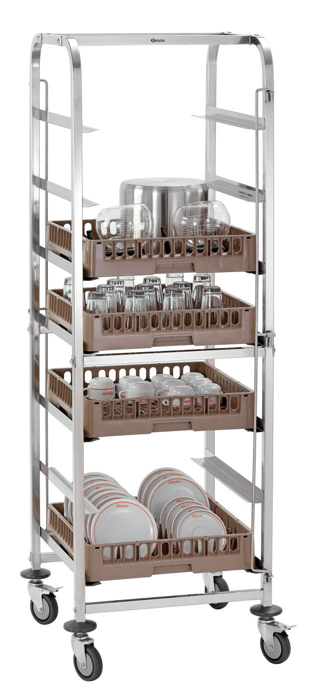 Bartscher Spülkorbwagen ASP700 | AnzahlEinschübe: 7 | Maße: 56,5 x 55,5 x 175,0 cm.Gewicht: 15,8 kg