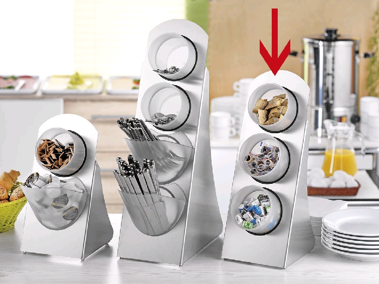 Behältersystem Rack mit Edelstahl-Standfuß, inkl. 3 Bechern (à 0,6l)