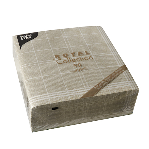 50 Servietten "ROYAL Collection" 1/4-Falz 40 cm x 40 cm sand "Kitchen Craft" von PAPSTAR