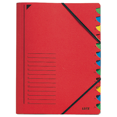 Leitz Ordnungsmappe DIN A4 300g/m 100 Primärkarton rot 12 Fächer