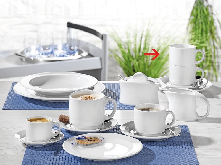 caterado Kaffeebecher ADRINA, Farbe: weiß, Inhalt: 0,3 Liter, stapelbar, Material: Porzellan, Hotelgeschirr.