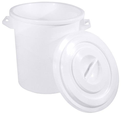 Deckel zu Kunststofftonne 3075/035 aus weißem hochdichtem Polyethylen, temperaturbeständig von -30C bis +60C, mit zwei