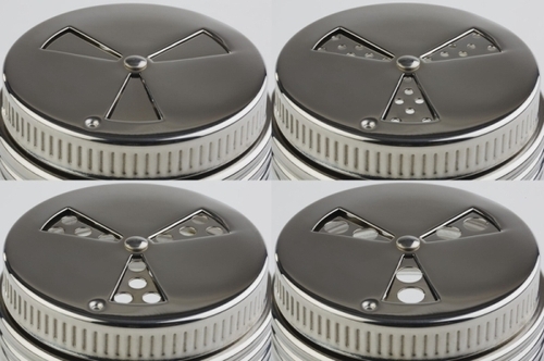 Multistreuer Ø 6,5 cm, H: 12 cm Glas, 200 ml Deckel aus 18/8 Edelstahl mit Schraubverschluss mit 3 verschieden Lochgrößen Ø 6