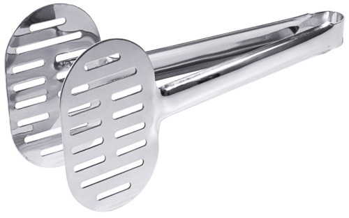 Fischzange längs perforiert, aus Edelstahl, hochglänzend Schaufelmaß: 11 cm x 6,5 cm, Gesamtlänge: 23,5 cm