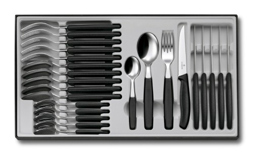 Victorinox Swiss Classic Tafelbesteck mit Steakmesser, 24-teilig, schwarz