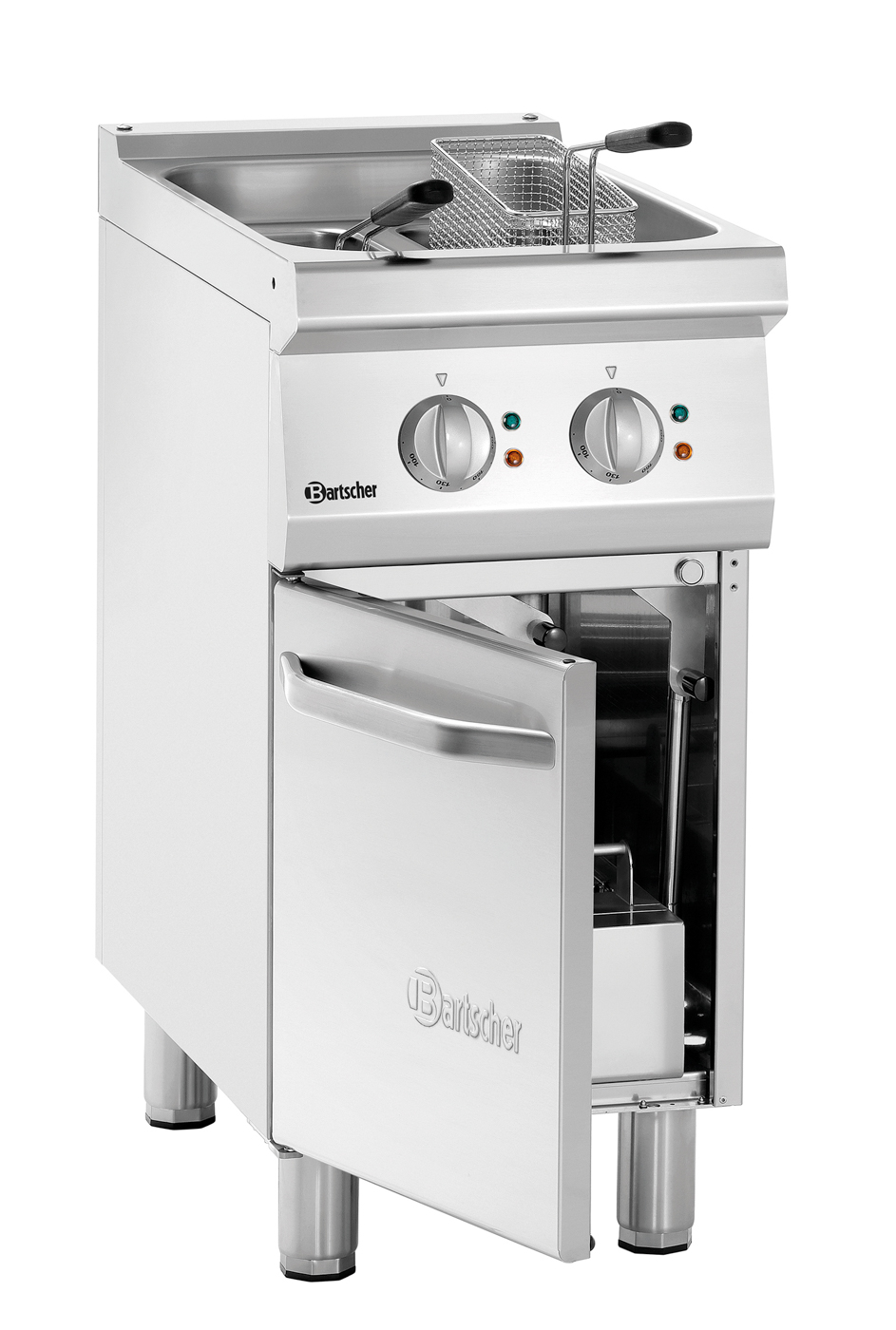Bartscher Fritteuse 700, B400, 2x9L |Unterbau-Art: Flügeltür | Maße: 40 x 70 x 85,0 cm.Gewicht: 41,8 kg
