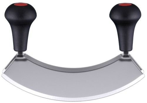 Doppel-Wiegemesser zweischneidig, geschärfter Edelstahl 18/0, mit schwarzen Griffen aus Polypropylen, Solinger Spitzenqualität Länge: