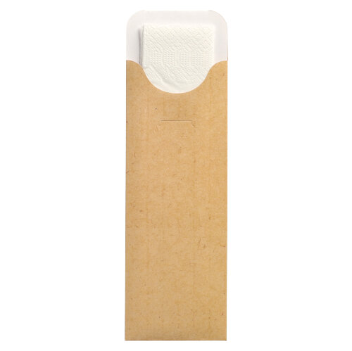 500 Bestecktaschen 23,5 cm x 7,3 cm natur inkl. weißer Serviette 40 x 40 cm 2-lag. von PAPSTAR
