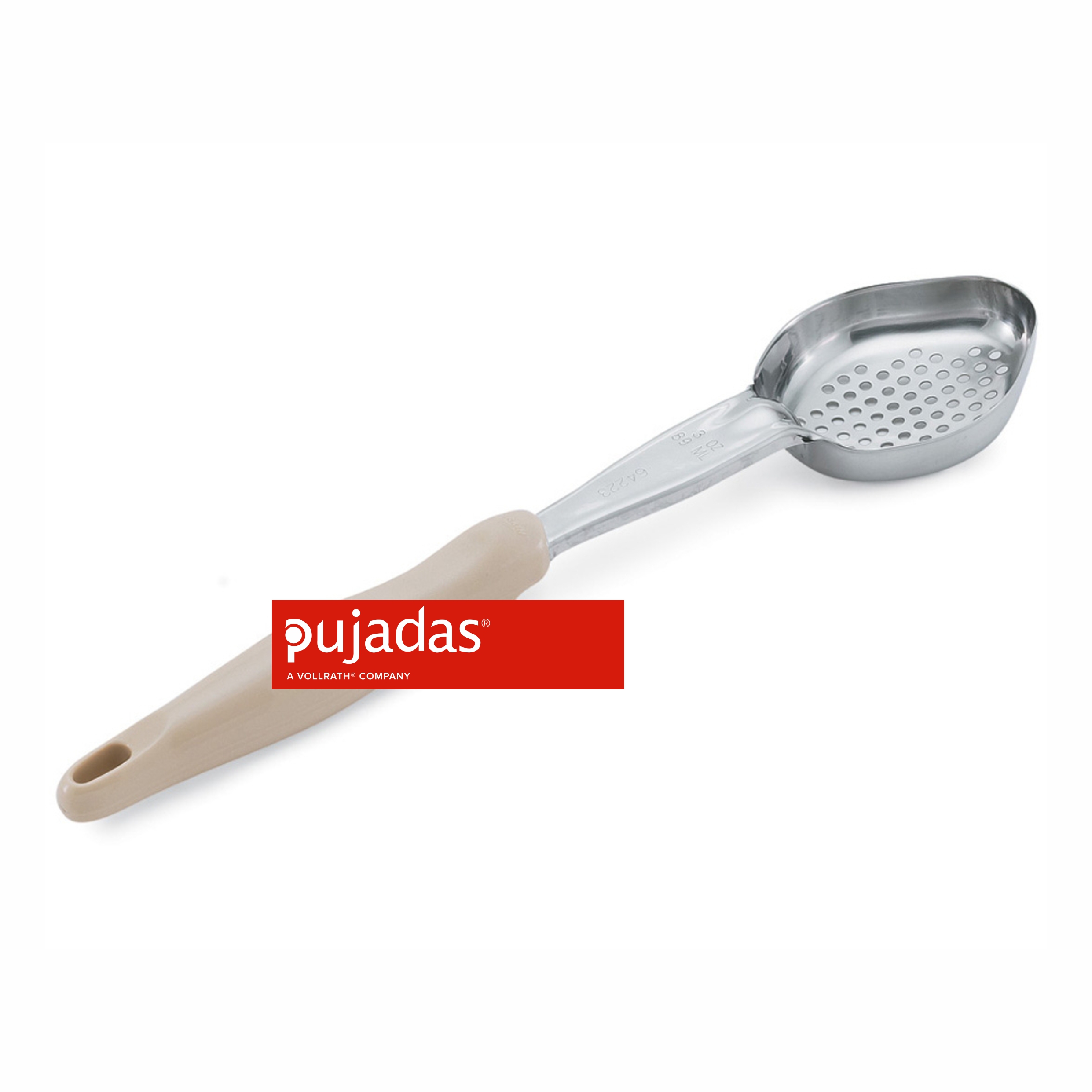 Pujadas Ovalschalen-Kelle 8,5 x 7,8 x 34 cm, beige 90ml, gelocht