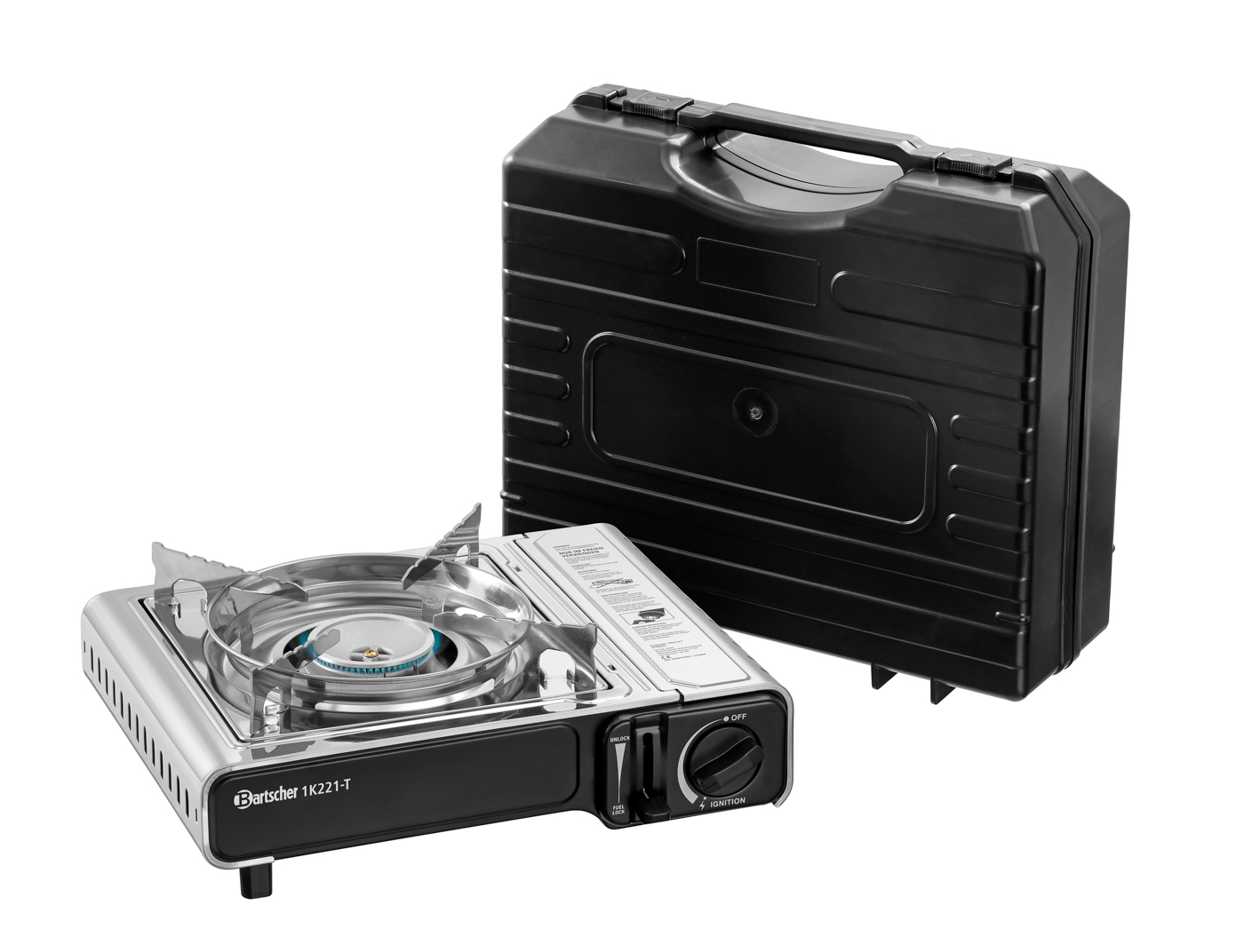 Bartscher Gaskocher 1K221-T | Gasbrenner:Einkreisbrenner | Maße: 34 x 28,5 x 12,0 cm.Gewicht: 1,8 kg