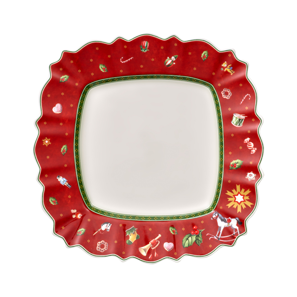 Villeroy und Boch Speiseteller eckig, rot - Maße: 28 x 28 x 4 cm / Ser.: Toy's Delight