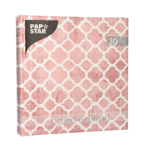 30 Servietten, 3-lagig 1/4-Falz 33 cm x 33 cm rosa "Morocco Dream" von PAPSTAR