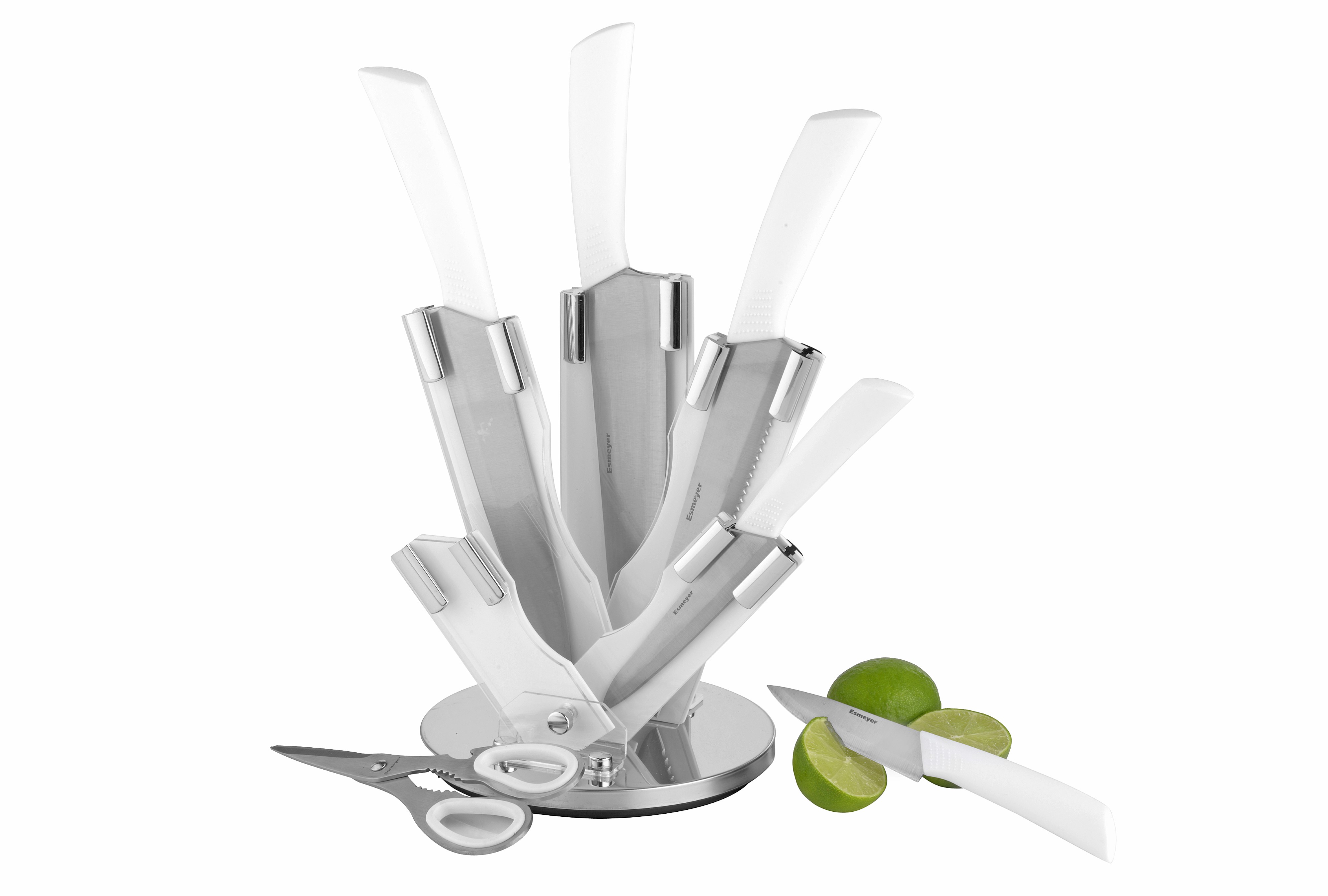 7-tlg. Messerset ATLANTIS Klingen aus Spezialstahl, weiße Kunststoffgriffe.