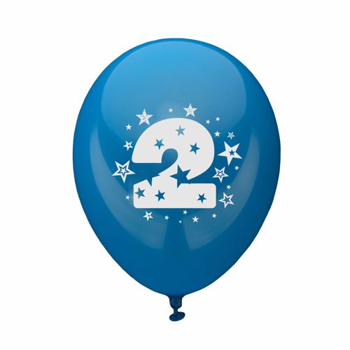 6 Zahlenluftballons Ø 25 cm farbig sortiert "2" von PAPSTAR