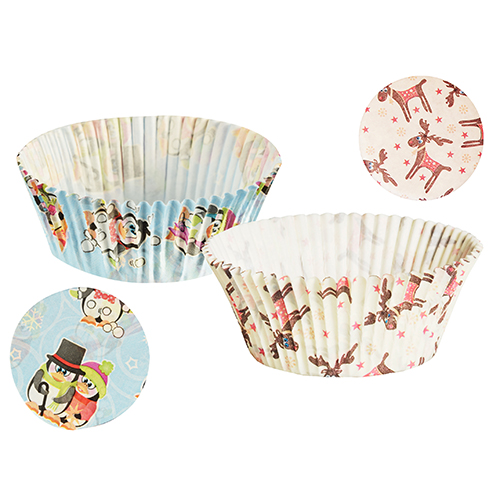 60 Backförmchen Ø 5 cm · 2,5 cm "Elk & Stars" sortiert von PAPSTAR