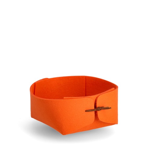 Aufbewahrungskorb, Filz, orange / Maße: 13,5x13,5x7,5, faltbar cm