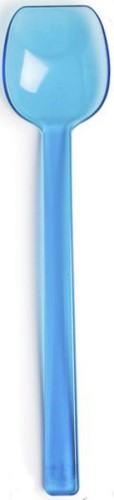 Roltex Löffel mit flacher Kante, BPA-frei, in transparentem blau