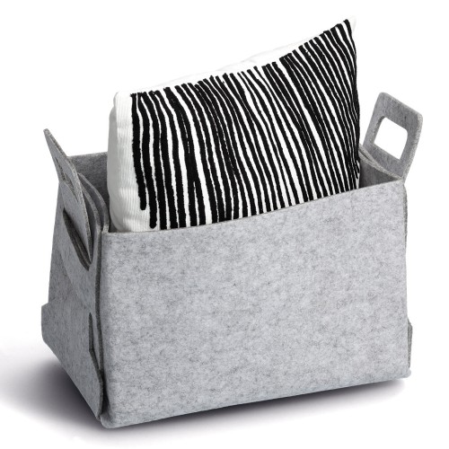 Aufbewahrungskorb, Filz, grau. Länge: 360 mm. Breite: 222 mm. Höhe: 250 mm