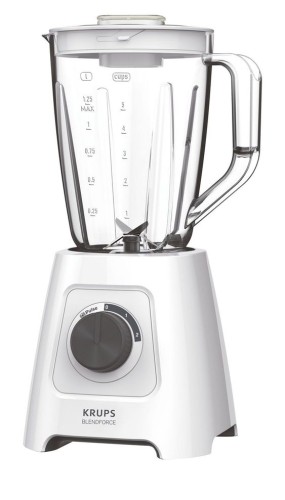 Krups BLENDFORCE Standmixer 600 W, 2 Liter Kunststoffbehälter, 4 Messer, 2 Geschwindigkeiten, Ice crush-Funktion, weiß