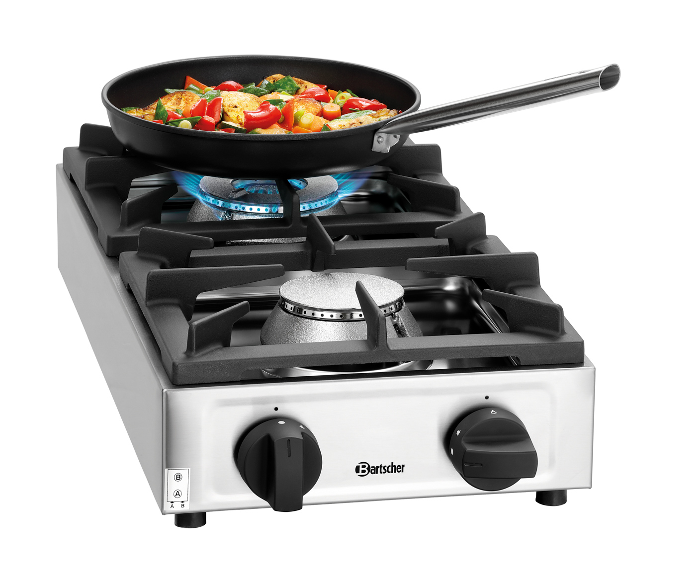 Bartscher Gaskocher 2K1100-H | Anordnung derKochstellen: Hintereinander | Maße: 35 x 66 x 17,0cm. Gewicht: 20,2 kg