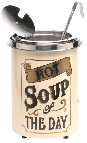 NEUMÄRKER Hot-Pot Suppentopf Hot Soup of the Day 5 Liter, nostalgischer Aufkleber beige Ø 250 x h 350 mm