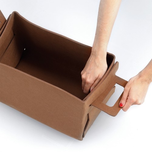 Aufbewahrungskorb, Filz, cognac. Länge: 360 mm. Breite: 222 mm. Höhe: 250 mm