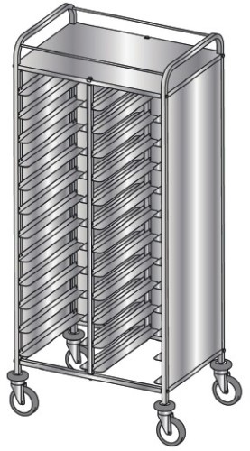 ETERNASOLID® Tablettwagen 24 EN, 3 Seiten Verkleidung Edelstahl