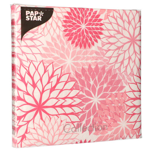 20 Servietten, 3-lagig 1/4-Falz 40 cm x 40 cm rose "Floralies" von PAPSTAR