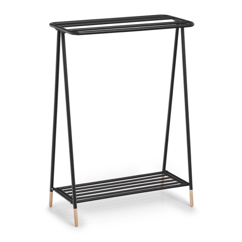 Handtuchständer, Metall/Holz, schwarz / Maße: 60x30x85 cm